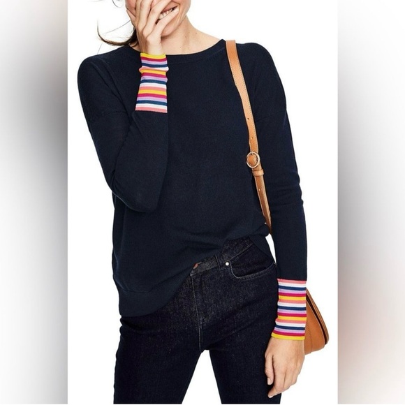 Boden Cassandra Wool Sweater Jumper Rainbow Stripe - Picture 3 of 8